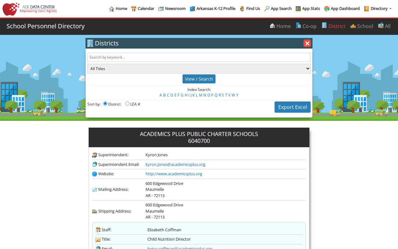 Arkansas people directories School Personnel Directory districts